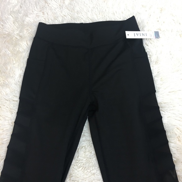 High Rise Mesh Black Panel Leggings w/Phone Pocket - Picture 6 of 7